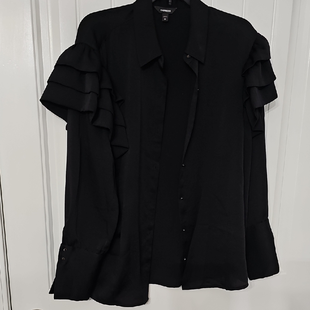 Express Black Ruffle Sleeve Blouse